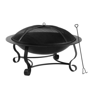 Garden Treasures 39 in W Black High Temperature Painted Steel Wood Burning Fire Pit