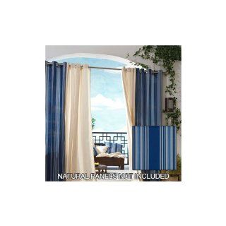 Commonwealth Gazebo stripe Grommet Panel   Blue   50 inches wide x 96 inches long   Window Treatment Panels