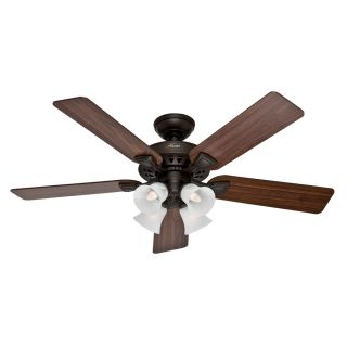 Hunter Westminster 5 Minute 52 in New Bronze Downrod or Flush Mount Ceiling Fan with Light Kit