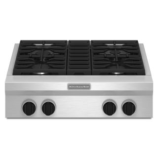 KitchenAid 4 Burner Gas Cooktop (Stainless) (Common 30 in; Actual 29.625 in)