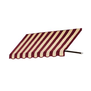 Awntech 4 ft 4 1/2 in Wide x 3 ft Projection Burgundy/Tan Striped Open Slope Window/Door Awning