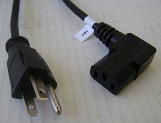 6 foot Computer or TV HIGH GRADE Right Angle AC Power Cord , UL/CSA, 18AWG, 6'   Powers up to 10 AMPs   this powers items that take this style of cord. hubs switch switches pc power supply printer laser New 3 Prong 6Ft Ac Power Cord Cable Plug for Many