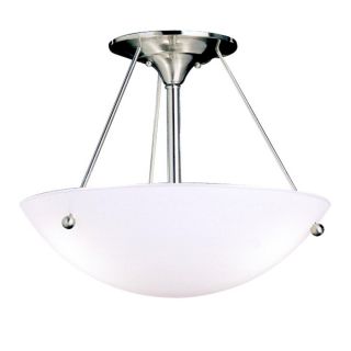 Portfolio 17.5 in W Brushed Nickel Frosted Glass Semi Flush Mount Light
