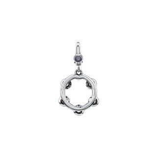 Sterling Silver Tambourine Charm Dangle Jewelry