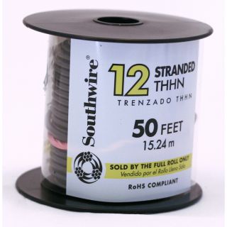 50 ft 12 AWG Stranded Black THHN Wire (By the Roll)