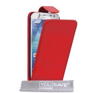 Samsung Galaxy S4 Case Red PU Leather Flip Cover Cell Phones & Accessories