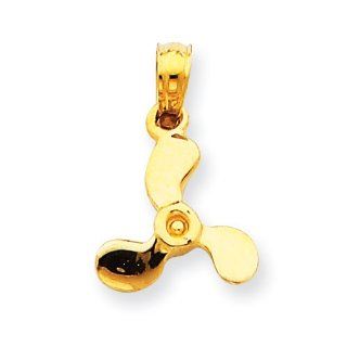 14K Yellow Gold Mini Propeller Pendant Jewelry