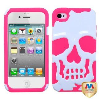 Hard Plastic Snap on Cover Fits Apple iPhone 4 4S Ivory White/Electric Pink Skullcap Hybrid Plus A Free LCD Screen Protector AT&T, Verizon (does NOT fit Apple iPhone or iPhone 3G/3GS or iPhone 5/5S/5C) Cell Phones & Accessories