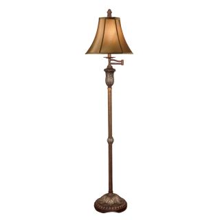 Absolute Decor 60 in Gun Metal Accented with Lead Crystal Indoor Floor Lamp with Fabric Shade