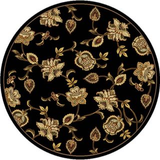 Home Dynamix Dublin 7 ft 10 in x 7 ft 10 in Round Black Floral Area Rug