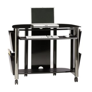 Sauder Chroma Black Chrome/Black Glass Computer Desk