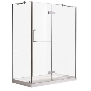 Ove Decors Shelby 59 in to 60 in Brushed Nickel Frameless Hinged Shower Door