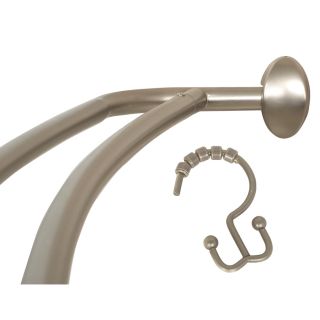 allen + roth 72 in Brushed Nickel Adjustable Double Curved Shower Rod with Bonus Shower Rings