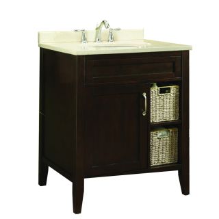 allen + roth Tanglewood 30 in x 23.75 in Espresso Undermount Single Sink Bathroom Vanity with Natural Marble Top
