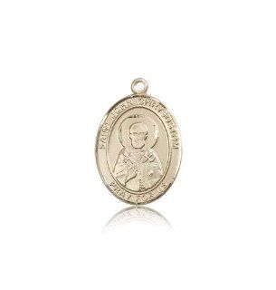 14kt Solid Gold Pendant Saint St. John Chrysostom Medal 1/2 x 1/4 Inches Epilepsy/Orators 9357  Comes with a Black velvet Box Pendant Necklaces Jewelry