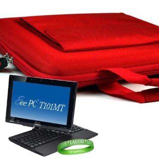 ASUS ** RUBY RED ** Carrying Case Hard Cube Case with Attached Pocket to Contain ASUS Accessories for Asus Eee PC T101MT EU17 BK 10.1 Inch Convertible Tablet (Black) + Vangoddy Live * Laugh * Love Wrist band Computers & Accessories