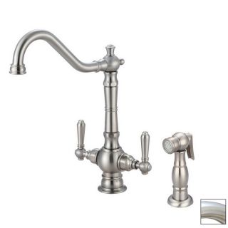 Estate by Pioneer Industries Americana Brushed Nickel 2 Handle Low Arc Kitchen Faucet with Side Spray