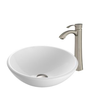 VIGO Vessel Bathroom Sets 5.5 in D Glass Round Vessel Sink Faucet Included