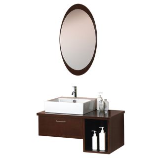 DreamLine Modern 31.5 in x 19.75 in Walnut Drop In Single Sink Bathroom Vanity with Vitreous China Top