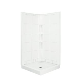 Sterling Intrigue 79.125 in H x 40.25 in W x 40.25 in L White Square 3 Piece Corner Shower Kit