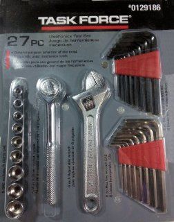 "ABC Products"   27 Piece Tool Set ~ Good Set Of Tools   To Add To Your Tool Box (Contains 1/4 Inch Socket Set    6 Inch Adjustable Wrench    8 Pc SAE Hex Key Set [1/16 in To 1/4 in]    8 pc Metric Hex Key Set [1.5mm To 6mm]) Kitchen & Dini
