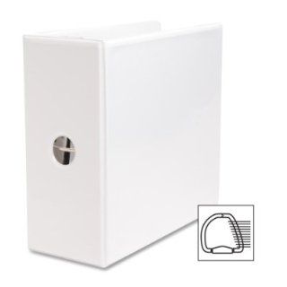 Business Source Products   D Ring Binder, w/ Pockets, 5" Capacity, White   Sold as 1 EA   Basic D Ring View Binder offers a clear overlay for easy customization and identification. Slant D rings hold 40 percent more paper than traditional binders. Two