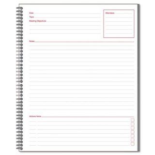 Mead Products   Meeting Notebook, Perforated, Special Ruled, 11"x8 1/2", Black   Sold as 1 EA   Meeting notebook helps you organize all your meeting notes. Layout includes sections for Attendees, Notes and Action Items. Linen cover has black wire