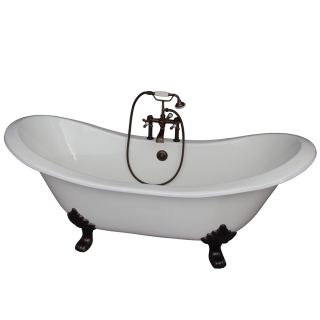 Barclay 71 in L x 30.5 in W x 40 in H Oil Rubbed Bronze Cast Iron Oval Clawfoot Bathtub with Center Drain