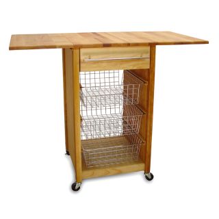 Catskill Craftsmen 21 in L x 44 in W x 35.5 in H Natural Birch with Oiled Finish Kitchen Island with Casters