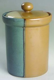 Sango Gold Dust Green Coffee Canister & Lid, Fine China Dinnerware   Green, Beig
