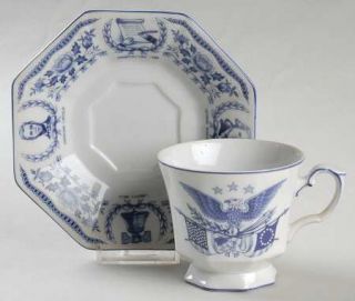 Midland Enterprises Freedom Forever Footed Cup & Saucer Set, Fine China Dinnerwa