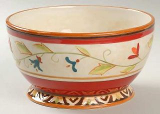 Fitz & Floyd Global Market Red Floral Coupe Cereal Bowl, Fine China Dinnerware  