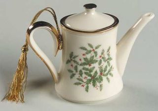 Lenox China Holiday (Dimension) Coffeepot Ornament, Fine China Dinnerware   Dime