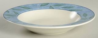 Mikasa Natures Breeze Aqua Large Rim Soup Bowl, Fine China Dinnerware   Intaglio