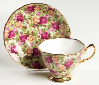 Royal Albert Old Country Roses Chintz Collection Footed Cup & Saucer Set, Fine C