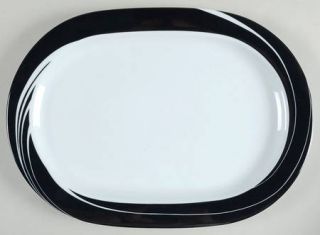 Block China Black Pearl 15 Oval Serving Platter, Fine China Dinnerware   White