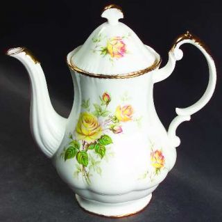 Paragon Peace Rose Coffee Pot & Lid, Fine China Dinnerware   Yellow/Red Roses,Sc
