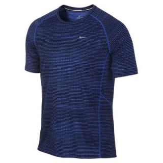 Nike Miler Printed Short Sleeve Mens Running Shirt   Hyper Cobalt