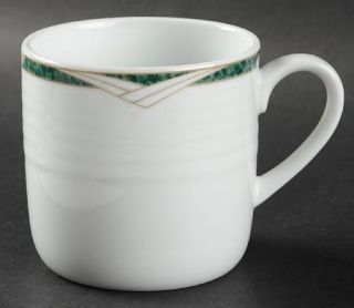 Noritake Arctic Green Mug, Fine China Dinnerware   Green Marbled Band,Gold Line