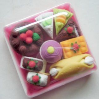 Japanese Japan Cake Dessert Food Puzzle Erasers in Plastic Gift Box   Great Party Favors, Stocking Stuffers, Basket Fillers. Color and Style May Vary Due to Different Shipment. Toys & Games
