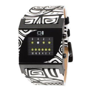 01TheOne Unisex KT218W1 Kerala Trance Blue LED White and Black Strap Watch The One Watches