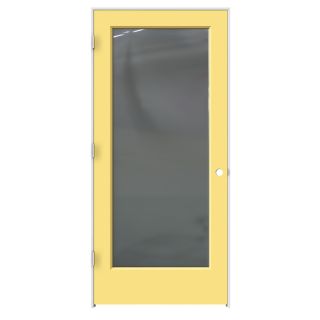 ReliaBilt 1 Panel Square Hollow Core Textured Molded Composite Right Hand Mirrored Interior Single Prehung Door (Common 80 in x 36 in; Actual 81.68 in x 37.56 in)