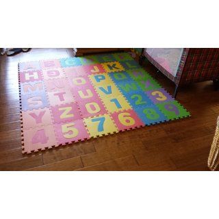 Edushape Edu Tiles 36 Piece 6x6ft Play Mat, Letters & Numbers Set  Early Development Playmats  Baby