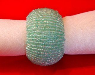 Aqua Tubular Beaded Napkin Rings, Sets of 6, Great for Any Holiday and Inexpensive Gift  