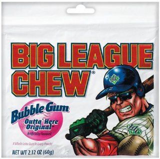 Big League Chew, Outta' Here Original Bubble Gum, 2.12 Ounce Pouches (Pack of 12)  Grocery & Gourmet Food