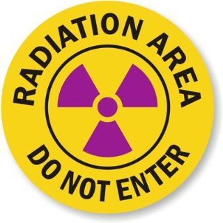 Radiation Area   Do Not Enter With Graphic, SlipSafeTM Anti Skid Vinyl Floor Sign, 17" x 17" Industrial Warning Signs