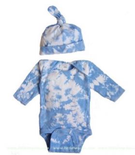 Tiny Bundles, Blue Clouds Tie Dye Bodysuit and Knotted Cap Set ~ Clothing