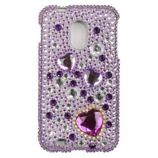 VMG SPRINT SAMSUNG GALAXY S2 EPIC 4G TOUCH BLING CASE   PURPLE 3D HEART DESIGN Rhinestones Design Hard 2 Pc Plastic Snap On Case Cover for SPRINT Samsung Galaxy S II S2 SII 2 EPIC 4G TOUCH Cell Phone [SPRINT MODEL ONLY] *** SPRINT GALAXY S2 *** Everything