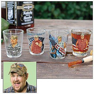 Collectible Redneck Larry The Cable Guy Git R Done Shot Glass (Set Of 4) Kitchen & Dining