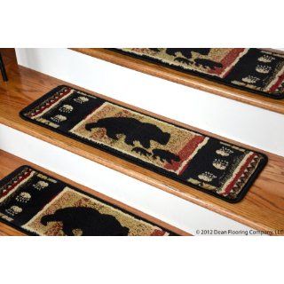 Dean Premium Carpet Stair Treads   Black Bear Cabin 31" x 9" (Set of 13) Staircase Step Treads